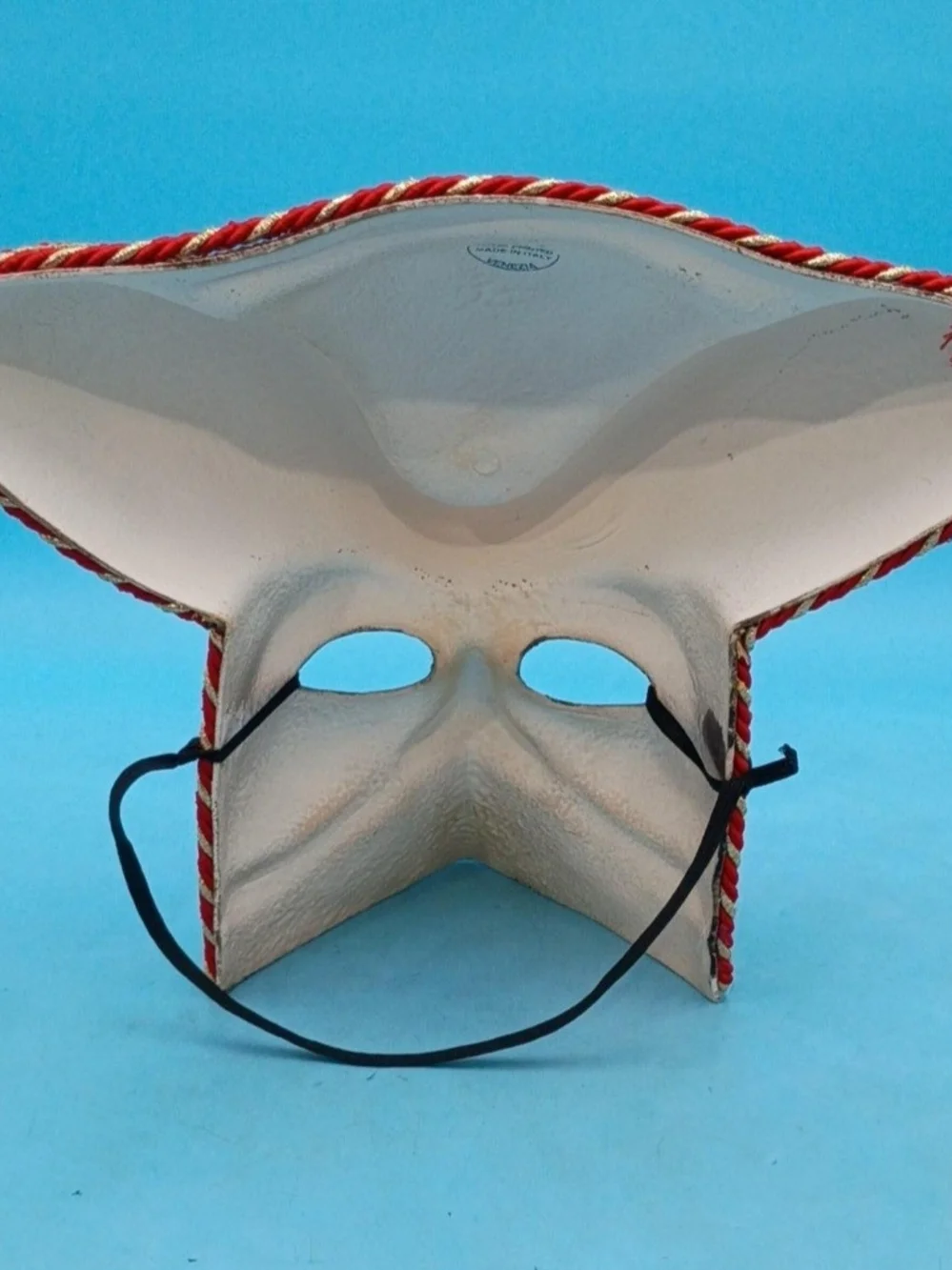 Authentic Venetian Hand Painted Tricorn Pirate Mask Red Gold White Made in Italy